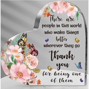 Acrylic Heart Keepsake - Thank You For Friendship 3.9"  x‎ 3.9" x .6" NEW